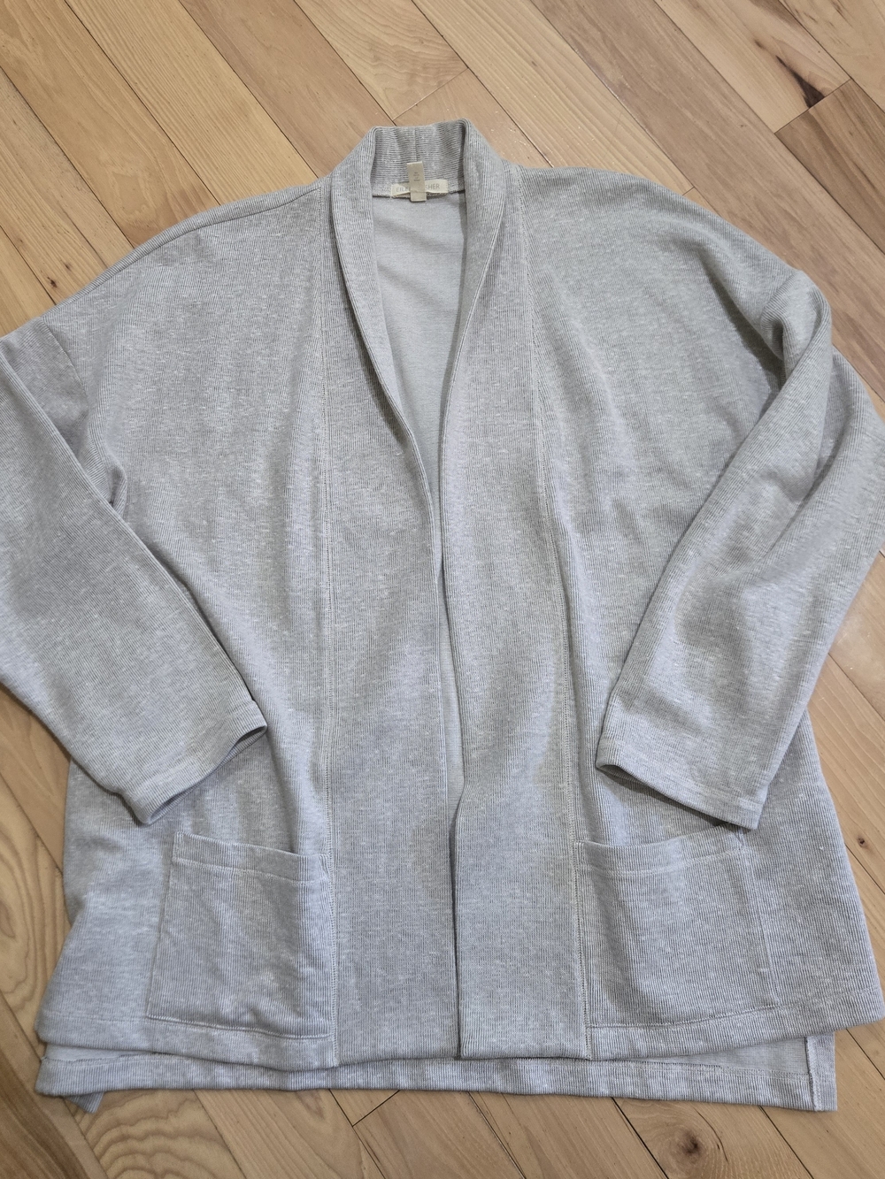 Eileen Fisher High Collar Cardigan in Silver